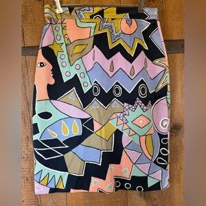 Louis Feraud Germany abstract print pencil skirt size 12 multicolored vintage